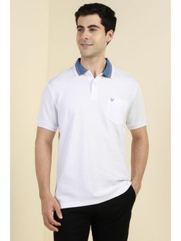 Allen Solly - Men White Cotton Collar Neck Polo T-Shirt