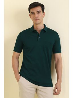 Allen Solly - Men Green Cotton Collar Neck Polo T-Shirt