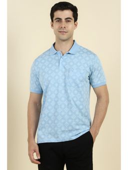Allen Solly - Men Blue Cotton Collar Neck Polo T-Shirt