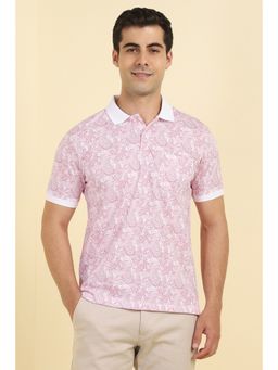 Allen Solly - Men Pink Cotton Collar Neck Polo T-Shirt