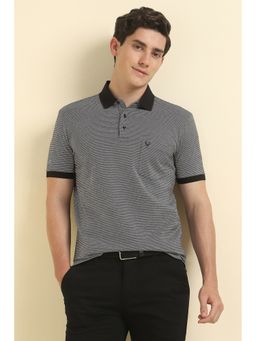 Allen Solly - Men Black Cotton Collar Neck Polo T-Shirt