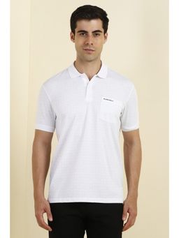 Allen Solly - Men White Cotton Blend Collar Neck Polo T-Shirt