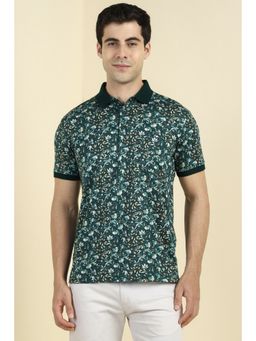 Allen Solly - Men Green Cotton Collar Neck Polo T-Shirt