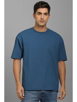 Louis Philippe - Men Blue Nylon Crew Neck T-Shirt