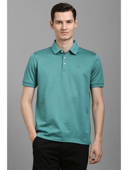 Louis Philippe - Men Green Cotton Collar Neck Polo T-Shirt