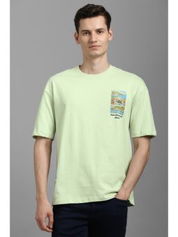 Louis Philippe - Men Green Cotton Crew Neck T-Shirt