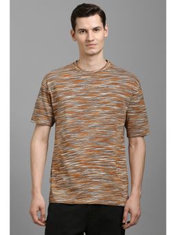 Louis Philippe - Men Brown Cotton Crew Neck T-Shirt