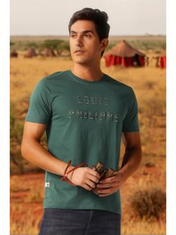 Louis Philippe - Men Green Cotton Crew Neck T-Shirt