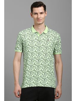 Louis Philippe - Men Green Cotton Collar Neck Polo T-Shirt