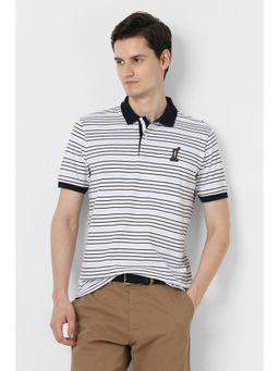 Peter England - Men White Cotton Collar Neck Polo T-Shirt