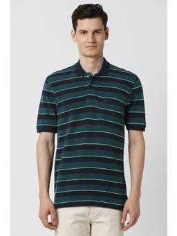 Peter England - Men Green Cotton Collar Neck Polo T-Shirt