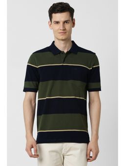 Peter England - Men Green Cotton Collar Neck Polo T-Shirt