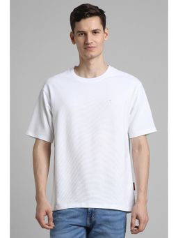 Simon Carter - Men White Cotton Crew Neck T-Shirt