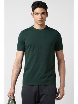 Van Heusen - Men Green Cotton Blend Crew Neck T-Shirt