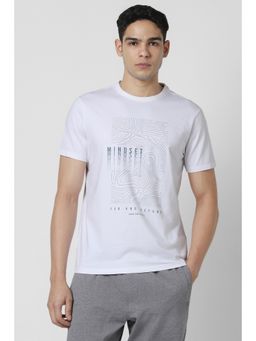 Van Heusen - Men White Cotton Blend Crew Neck T-Shirt