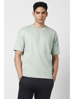 Van Heusen - Men Green Cotton Blend Crew Neck T-Shirt