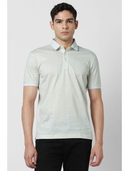 Van Heusen - Men White Cotton Collar Neck Polo T-Shirt