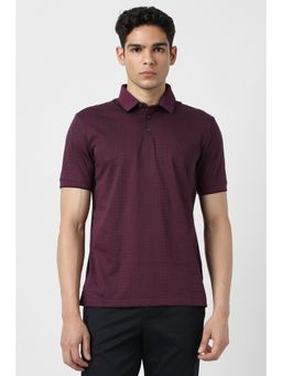 Van Heusen - Men Maroon Cotton Collar Neck Polo T-Shirt