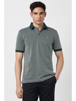 Van Heusen - Men Green Cotton Collar Neck Polo T-Shirt