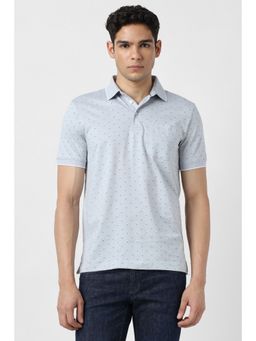 Van Heusen - Men Grey Cotton Collar Neck Polo T-Shirt