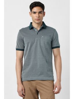 Van Heusen - Men Green Cotton Collar Neck Polo T-Shirt