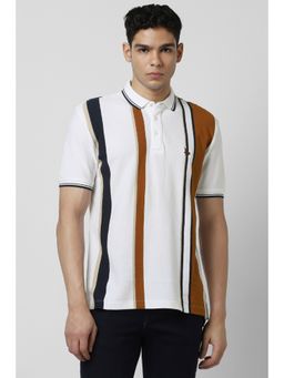 Van Heusen - Men White Cotton Collar Neck Polo T-Shirt