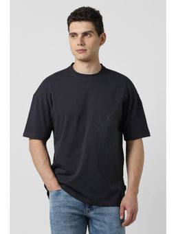 Van Heusen - Men Grey Cotton Blend Crew Neck T-Shirt