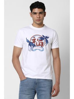 Van Heusen - Men White Cotton Blend Crew Neck T-Shirt