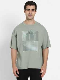 American Eagle - Men Green Cotton Round Neck T-Shirt