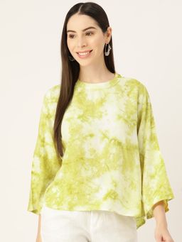 Maaesa - Green Off White Rayon Top