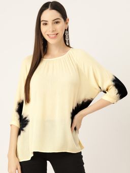 Maaesa - Beige Black Rayon Crepe Top