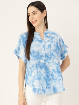 Maaesa - Light Blue Rayon Slub Top