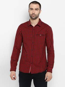 Spykar - Red Cotton Slim Fit Shirts For Men
