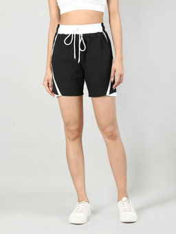 CHKOKKO - Solid Black Activewear Shorts for Women