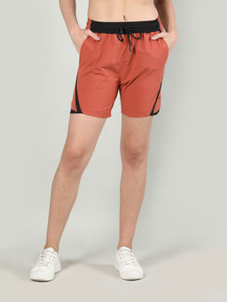 CHKOKKO - Solid Rust Activewear Shorts for Women
