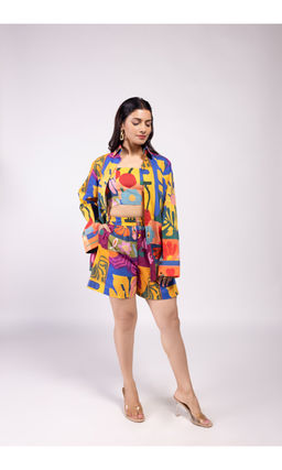 Poppi - Multi-Color Retro Printed Co-Ord (Set of 3)