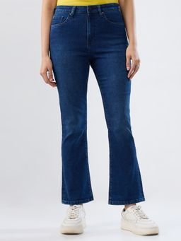 Spykar - Blue Solid Boot Cut Fit High Rise Jeans