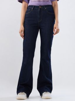 Spykar - Blue Solid Flare Leg Mid Rise Jeans