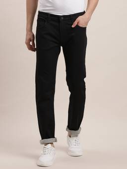 Turtle - Men Cotton Stretch Solid Black Jeans