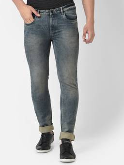 Turtle - Men Cotton Stretch Solid Grey Jeans
