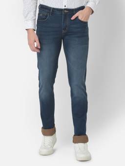 Turtle - Men Cotton Stretch Solid Blue Jeans