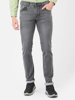 Turtle - Men Cotton Stretch Solid Grey Jeans