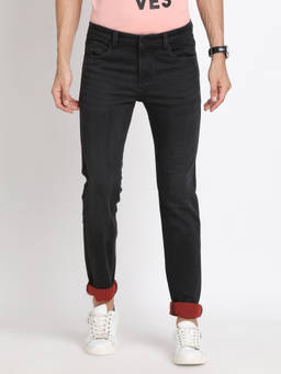 Turtle - Men Cotton Stretch Solid Black Jeans