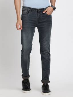 Turtle - Men Cotton Stretch Solid Dark Grey Jeans