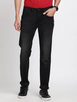 Turtle - Men Cotton Stretch Solid Black Jeans