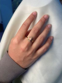 I Jewels - Gold Plated Pink AD and White Cubic Zirconia Studded Adjustable Finger Ring