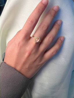 I Jewels - Gold Plated Pink AD and White Cubic Zirconia Studded Adjustable Finger Ring