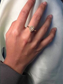 I Jewels - Gold Plated White AD and Cubic Zirconia Studded Adjustable Finger Ring