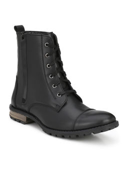 Delize - Solid Black Lace-up High Length Boots