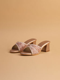 ERIDANI - Pelosa Rose Gold Embroidered Heels